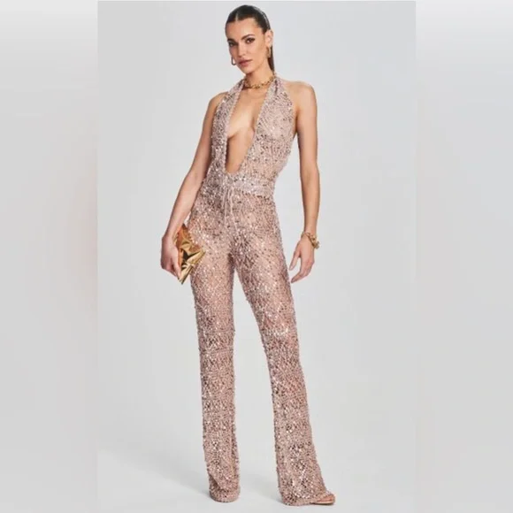 Retrofete TOSCA SEQUIN CROCHET JUMPSUIT XS/S NWT - Picture 3 of 17